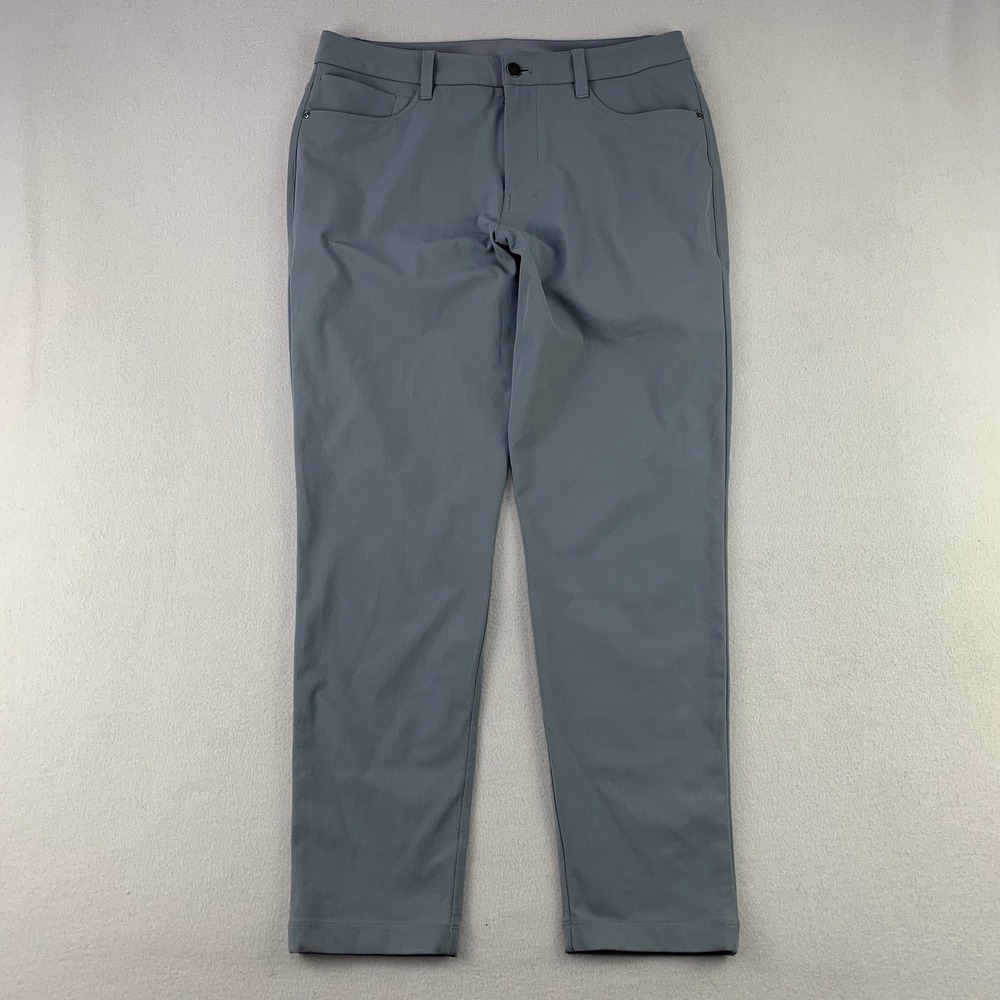 Lululemon ABC Pants Men 32x28 Blue Grey Slim Fit Warpstreme Golf‎ Chino Preppy